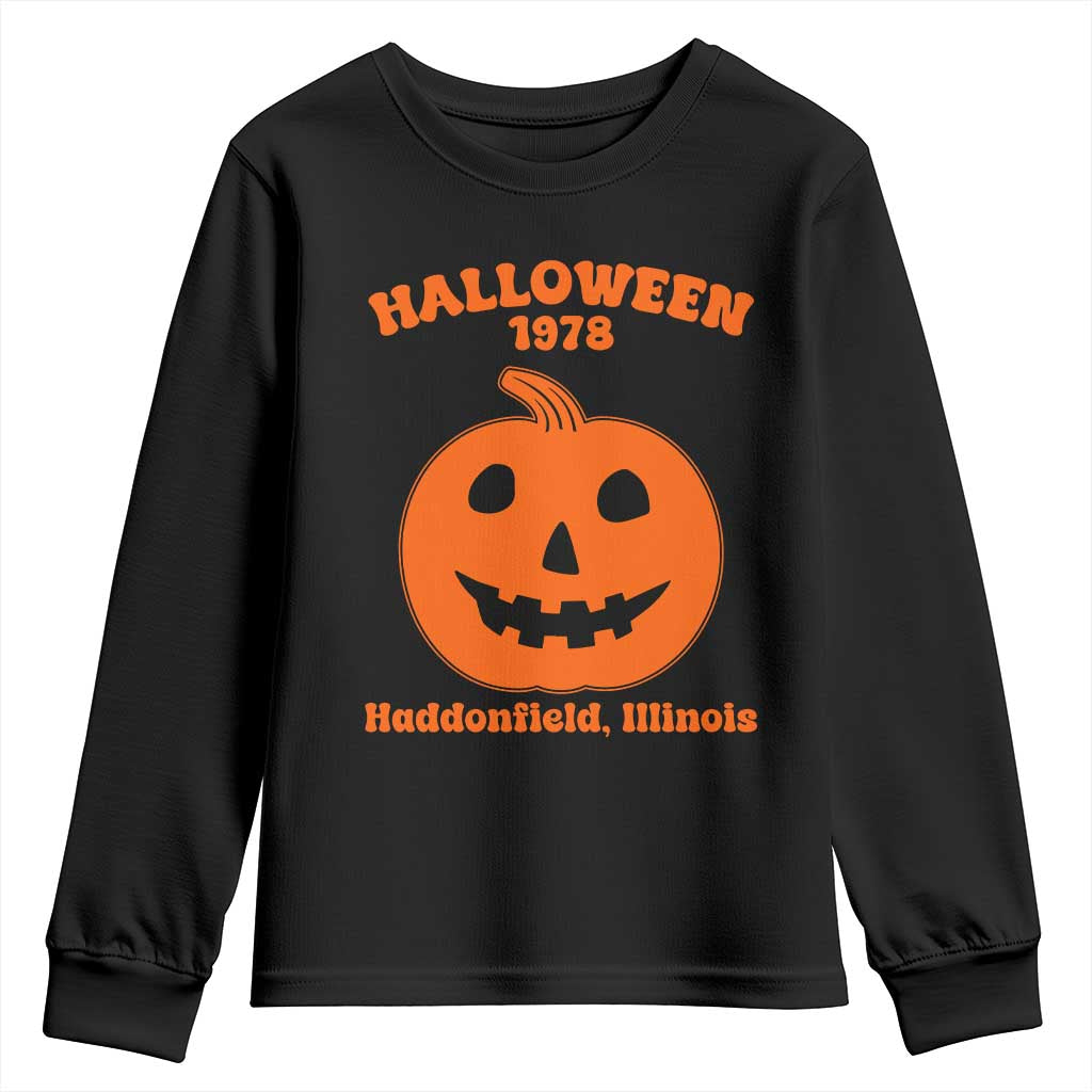 Halloween 1978 Haddonfield Illinois Youth Sweatshirt Vintage Jack O Lantern Pumpkin Spooky Graphic
