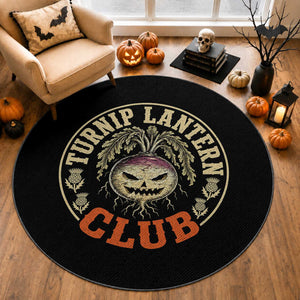 Turnip Lantern Club Vintage Celtic Scottish Irish Halloween Spooky Graphic Round Rug