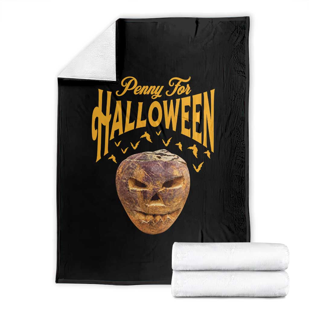 Penny For Halloween Vintage Turnip Lantern Throw Blanket Traditional Irish Celtic Spooky Graphic