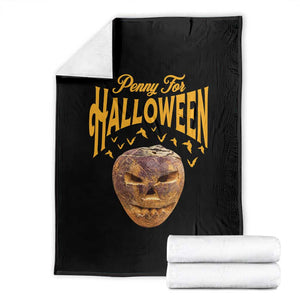 Penny For Halloween Vintage Turnip Lantern Throw Blanket Traditional Irish Celtic Spooky Graphic