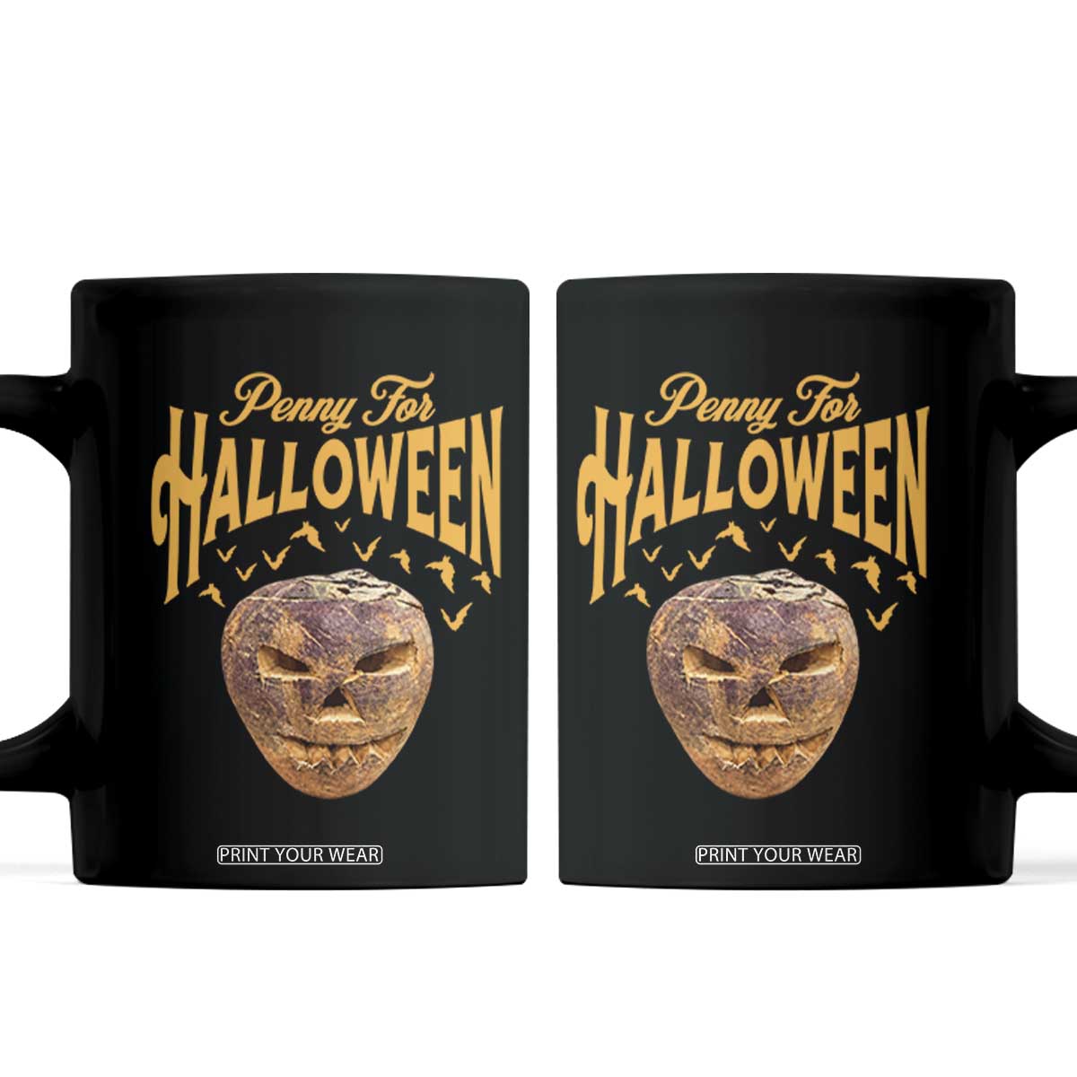 Penny For Halloween Vintage Turnip Lantern Coffee Mug Traditional Irish Celtic Spooky Graphic