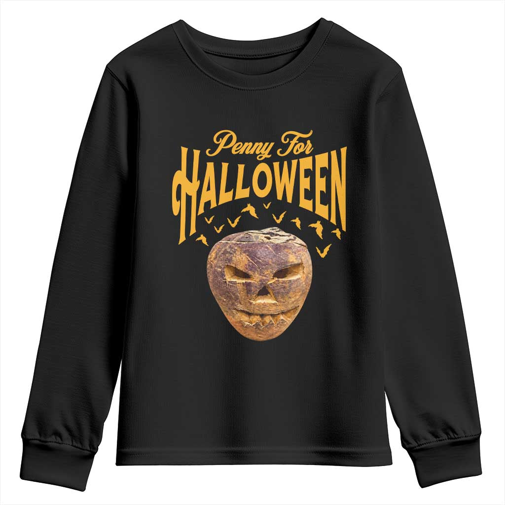 Penny For Halloween Vintage Turnip Lantern Youth Sweatshirt Traditional Irish Celtic Spooky Graphic