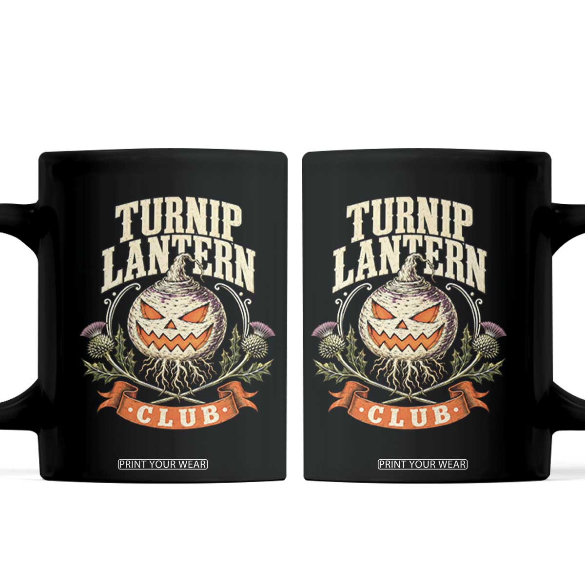 Turnip Lantern Club Coffee Mug Vintage Celtic Scottish Irish Halloween Spooky Graphic