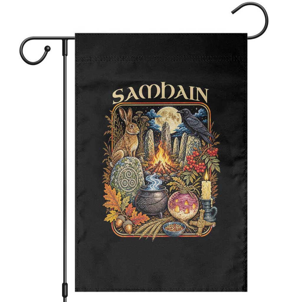 Samhain Ancient Pagan Ritual Sacred Fire Turnip Lantern Spooky Graphic Garden Flag
