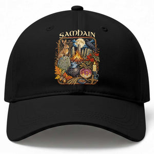 Samhain Ancient Pagan Ritual Sacred Fire Turnip Lantern Spooky Graphic Baseball Cap