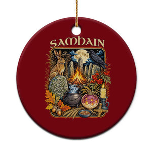 Samhain Ancient Pagan Ritual Sacred Fire Turnip Lantern Spooky Graphic Ceramic Ornament