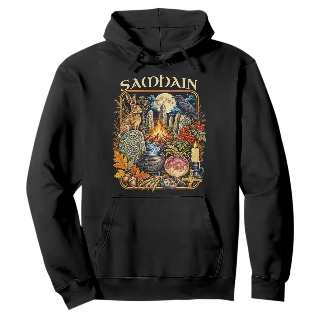 Samhain Ancient Pagan Ritual Sacred Fire Turnip Lantern Spooky Graphic Hoodie