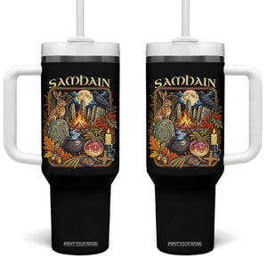 Samhain Ancient Pagan Ritual Sacred Fire Turnip Lantern Spooky Graphic Tumbler With Handle