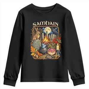 Samhain Ancient Pagan Ritual Sacred Fire Turnip Lantern Spooky Graphic Youth Sweatshirt