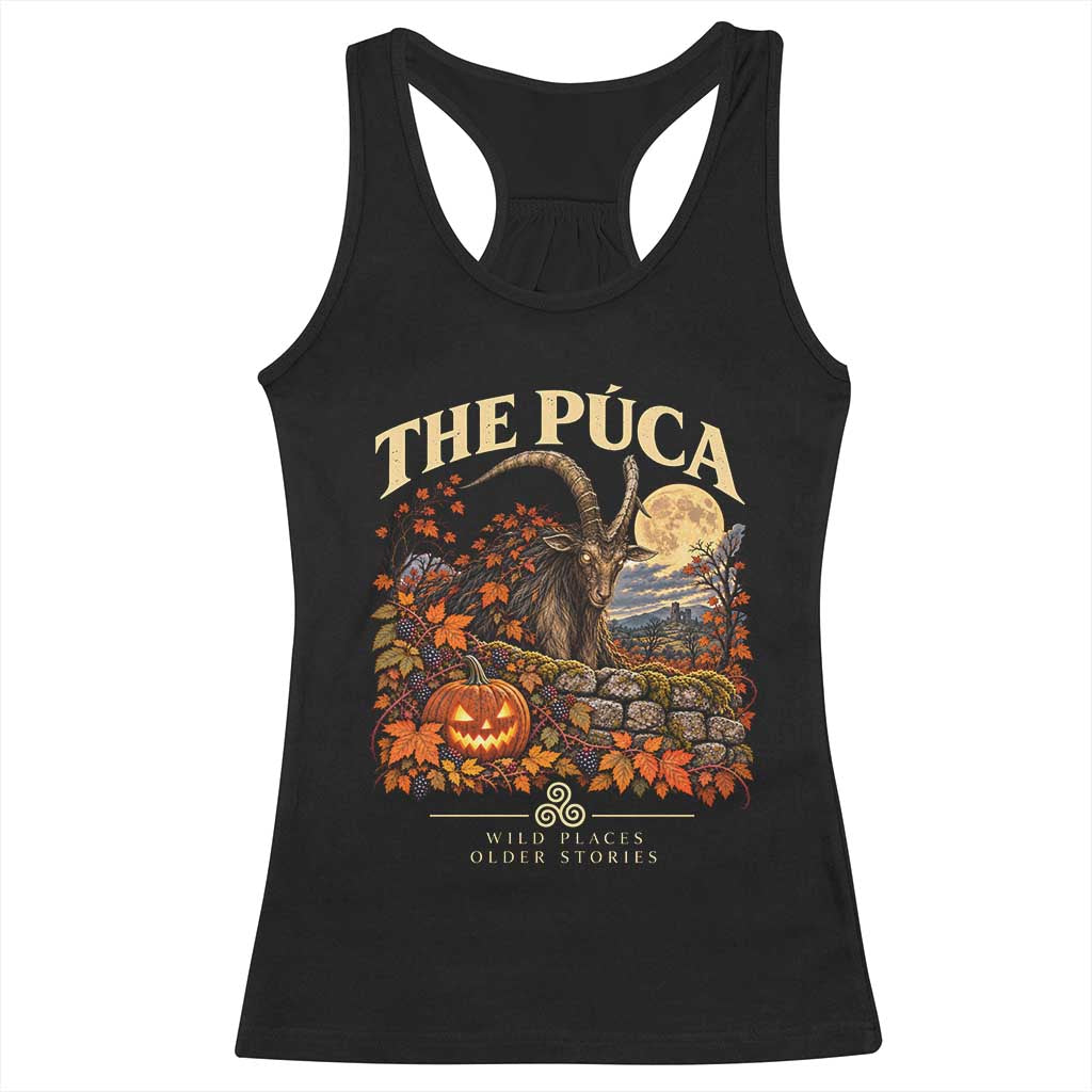 The Puca Irish Mythological Creature Graphic Racerback Tank Top Celtic Folklore Halloween Spooky
