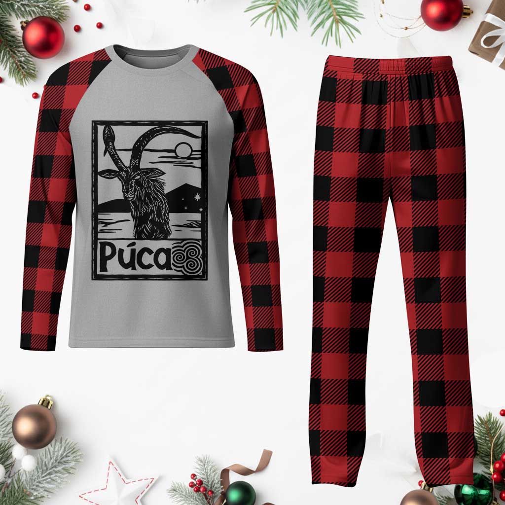 Puca Irish Mythological Creature Vintage Graphic Plaid Pajama Set Celtic Folklore Spooky