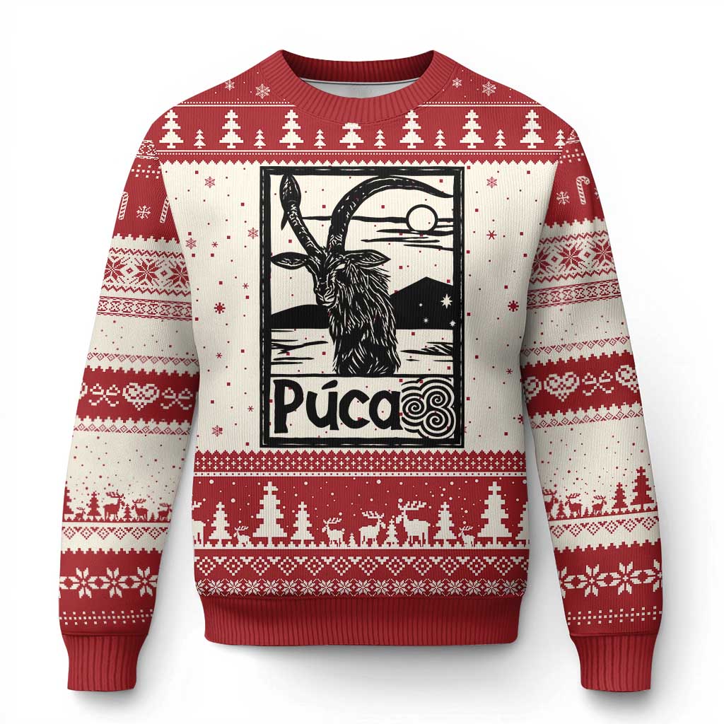 Puca Irish Mythological Creature Vintage Graphic Ugly Christmas Sweater Celtic Folklore Spooky
