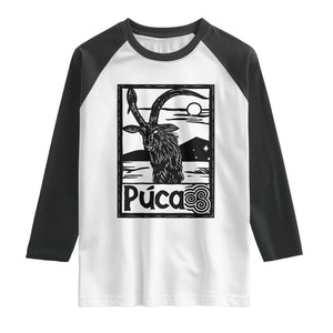 Puca Irish Mythological Creature Vintage Graphic Raglan Shirt Celtic Folklore Spooky