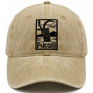 Puca Irish Mythological Creature Vintage Graphic Washed Cotton Baseball Cap Celtic Folklore Spooky