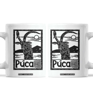 Puca Irish Mythological Creature Vintage Graphic Coffee Mug Celtic Folklore Spooky