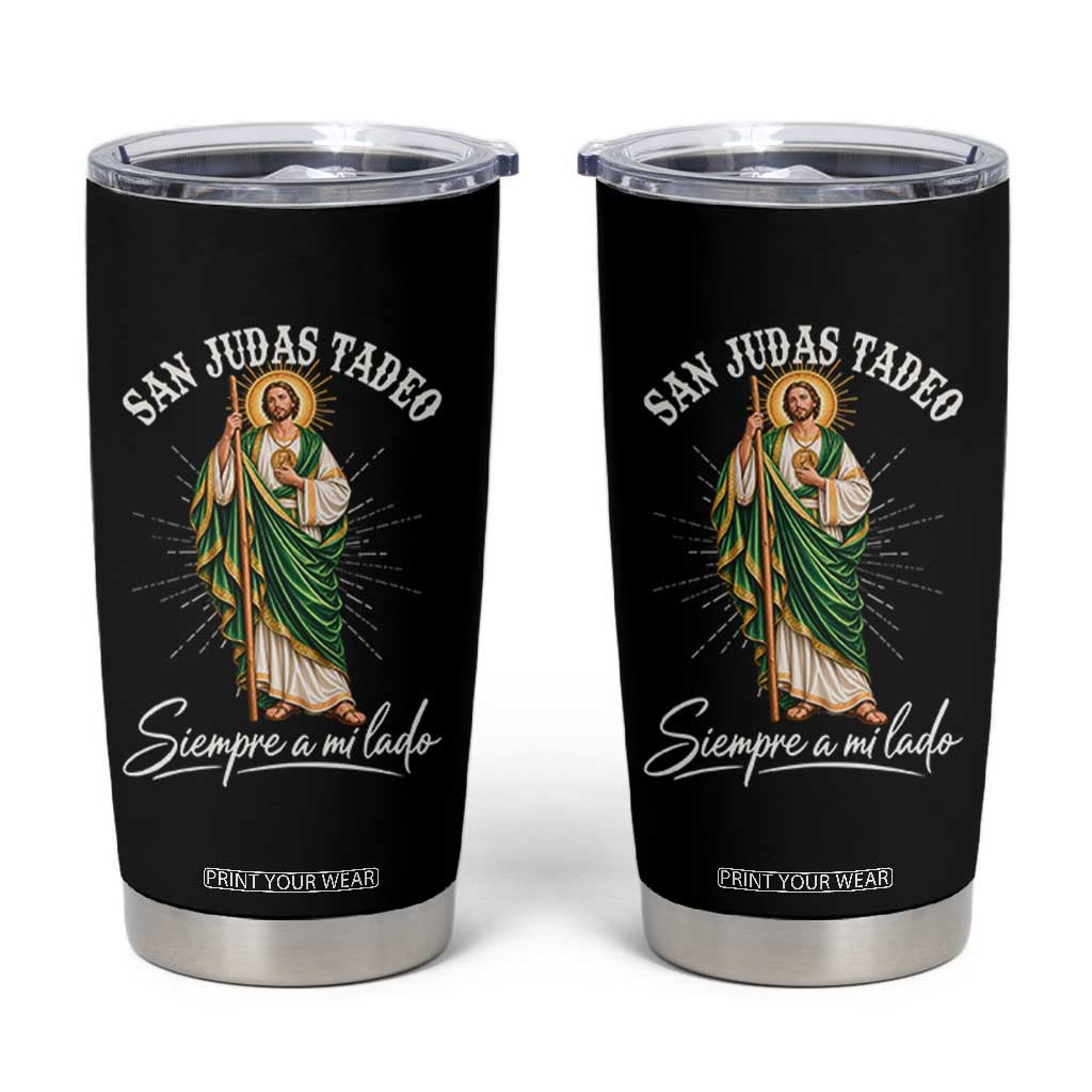 San Judas Tadeo Siempre A Mi Lado Sunburst Catholic Graphic Tumbler Cup