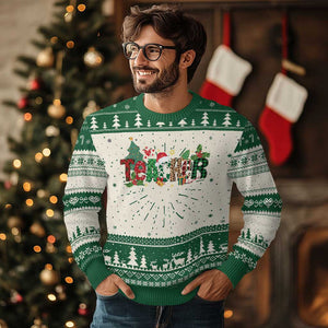 Teacher Xmas Ugly Christmas Sweater Merry Xmas Gifts TS02 Green Print Your Wear