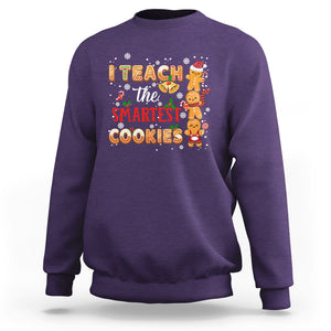 Teacher Christmas Sweatshirt I Teach The Smartest Cookies Gingerbread Man Students TS02 Purple Printyourwear