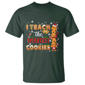 Teacher Christmas T Shirt I Teach The Smartest Cookies Gingerbread Man Students TS02 Dark Forest Green Printyourwear