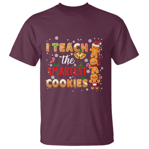 Teacher Christmas T Shirt I Teach The Smartest Cookies Gingerbread Man Students TS02 Maroon Printyourwear