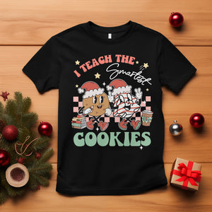 Teacher Christmas T Shirt I Teach The Smartest Cookies Retro Groovy Xmas Cookies TS02 Black Printyourwear