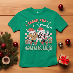 Teacher Christmas T Shirt I Teach The Smartest Cookies Retro Groovy Xmas Cookies TS02 Irish Green Printyourwear