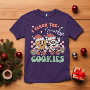 Teacher Christmas T Shirt I Teach The Smartest Cookies Retro Groovy Xmas Cookies TS02 Purple Printyourwear