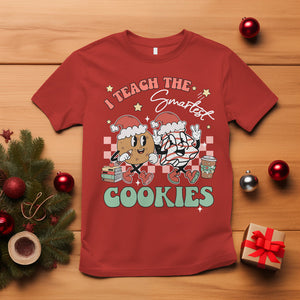 Teacher Christmas T Shirt I Teach The Smartest Cookies Retro Groovy Xmas Cookies TS02 Red Printyourwear