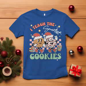 Teacher Christmas T Shirt I Teach The Smartest Cookies Retro Groovy Xmas Cookies TS02 Royal Blue Printyourwear