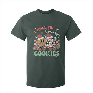 Teacher Christmas T Shirt For Kid I Teach The Smartest Cookies Retro Groovy Xmas Tree Cookies TS02 Dark Forest Green Print Your Wear