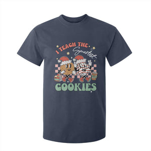 Teacher Christmas T Shirt For Kid I Teach The Smartest Cookies Retro Groovy Xmas Tree Cookies TS02 Navy Print Your Wear