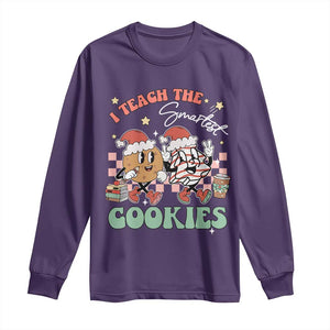 Teacher Christmas Long Sleeve Shirt I Teach The Smartest Cookies Retro Groovy Xmas Tree Cookies TS02 Purple Print Your Wear