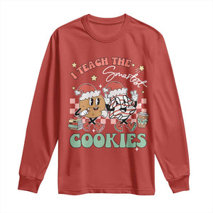 Teacher Christmas Long Sleeve Shirt I Teach The Smartest Cookies Retro Groovy Xmas Tree Cookies TS02 Red Print Your Wear