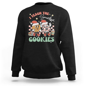 Teacher Christmas Sweatshirt I Teach The Smartest Cookies Retro Groovy Xmas Cookies TS02 Black Printyourwear