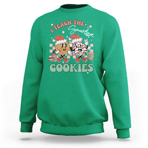 Teacher Christmas Sweatshirt I Teach The Smartest Cookies Retro Groovy Xmas Cookies TS02 Irish Green Printyourwear