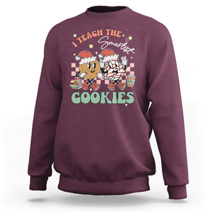 Teacher Christmas Sweatshirt I Teach The Smartest Cookies Retro Groovy Xmas Cookies TS02 Maroon Printyourwear