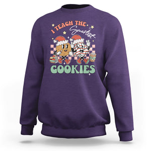 Teacher Christmas Sweatshirt I Teach The Smartest Cookies Retro Groovy Xmas Cookies TS02 Purple Printyourwear