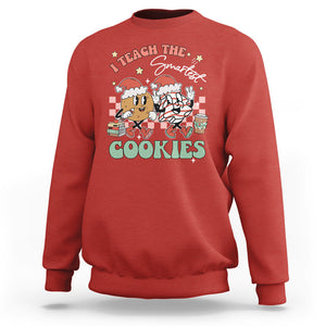 Teacher Christmas Sweatshirt I Teach The Smartest Cookies Retro Groovy Xmas Cookies TS02 Red Printyourwear