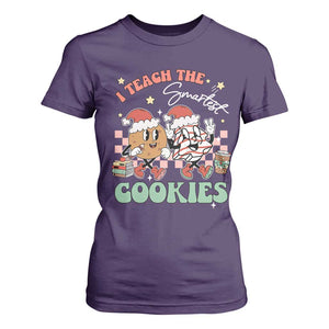 Teacher Christmas T Shirt For Women I Teach The Smartest Cookies Retro Groovy Xmas Tree Cookies TS02 Purple Print Your Wear