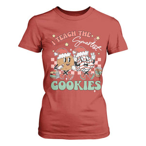 Teacher Christmas T Shirt For Women I Teach The Smartest Cookies Retro Groovy Xmas Tree Cookies TS02 Red Print Your Wear