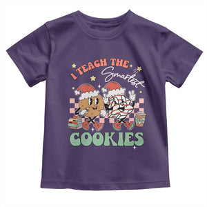 Teacher Christmas Toddler T Shirt I Teach The Smartest Cookies Retro Groovy Xmas Tree Cookies TS02 Purple Print Your Wear