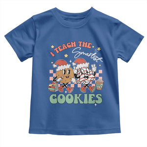 Teacher Christmas Toddler T Shirt I Teach The Smartest Cookies Retro Groovy Xmas Tree Cookies TS02 Royal Blue Print Your Wear