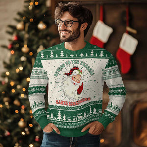 Be Nice To The Teacher Santa Is Watching Retro Groovy Christmas Ugly Christmas Sweater TS02 Green Print Your Wear