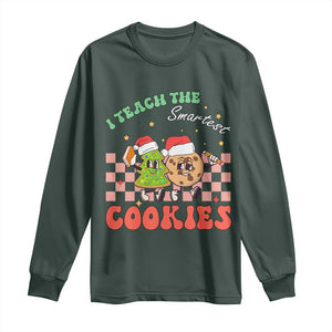 Teacher Christmas Long Sleeve Shirt I Teach The Smartest Cookies Retro Groovy Xmas Cookies TS02 Dark Forest Green Print Your Wear