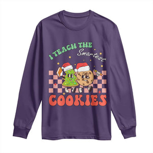 Teacher Christmas Long Sleeve Shirt I Teach The Smartest Cookies Retro Groovy Xmas Cookies TS02 Purple Print Your Wear