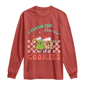 Teacher Christmas Long Sleeve Shirt I Teach The Smartest Cookies Retro Groovy Xmas Cookies TS02 Red Print Your Wear