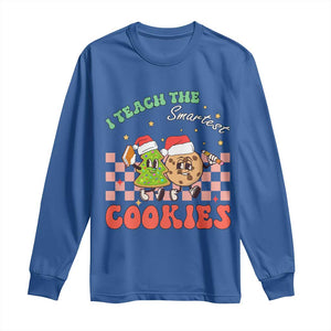 Teacher Christmas Long Sleeve Shirt I Teach The Smartest Cookies Retro Groovy Xmas Cookies TS02 Royal Blue Print Your Wear