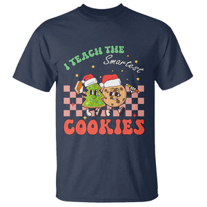 Teacher Christmas T Shirt I Teach The Smartest Cookies Retro Groovy Xmas Cookies TS02 Navy Printyourwear