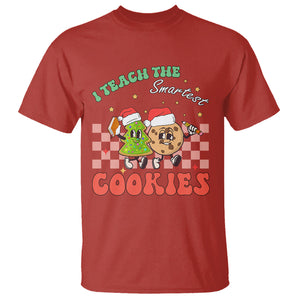 Teacher Christmas T Shirt I Teach The Smartest Cookies Retro Groovy Xmas Cookies TS02 Red Printyourwear