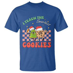 Teacher Christmas T Shirt I Teach The Smartest Cookies Retro Groovy Xmas Cookies TS02 Royal Blue Printyourwear